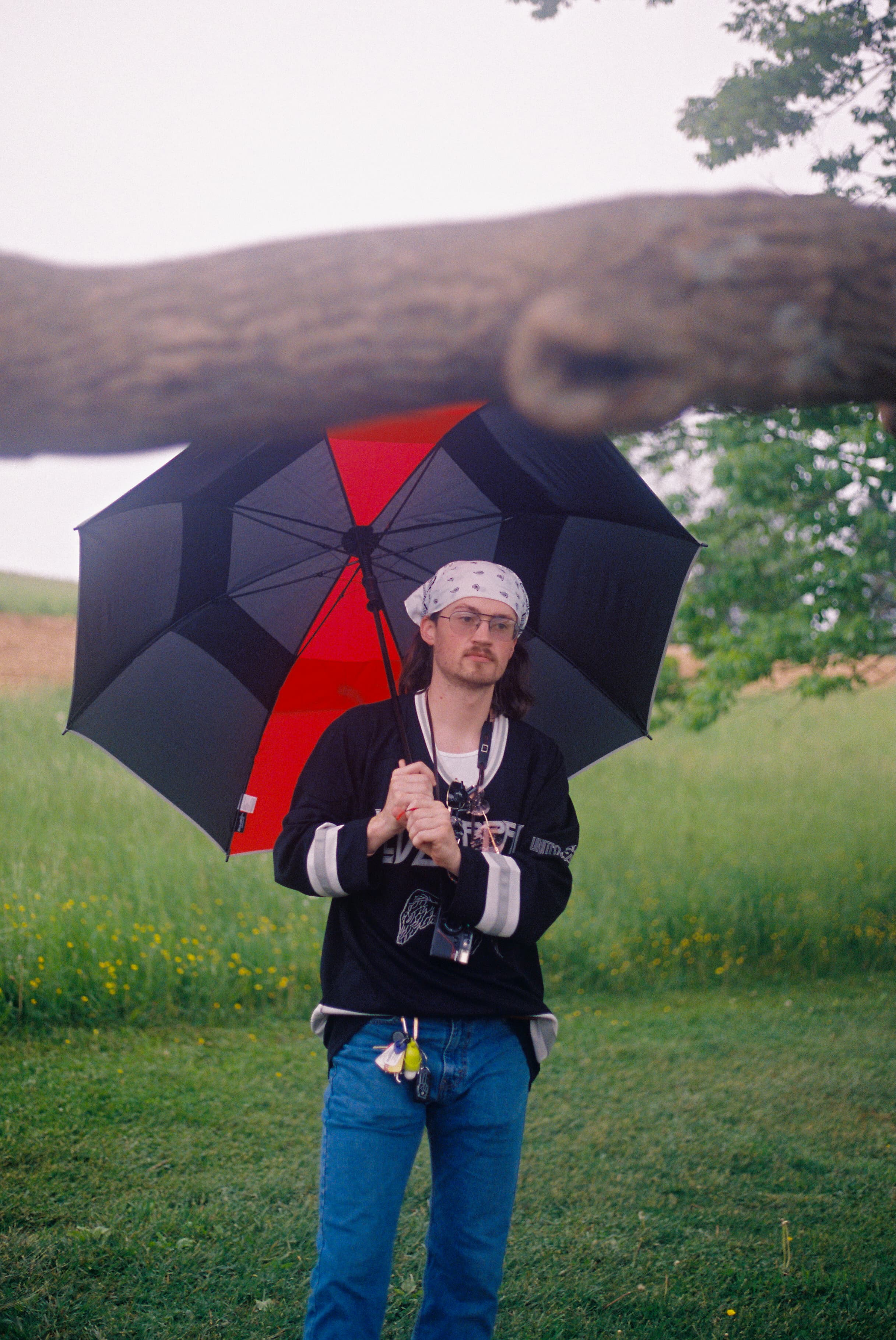 Overexposed film frame demonstrating the gradual highlight rolloff that digital sensors cannot replicate